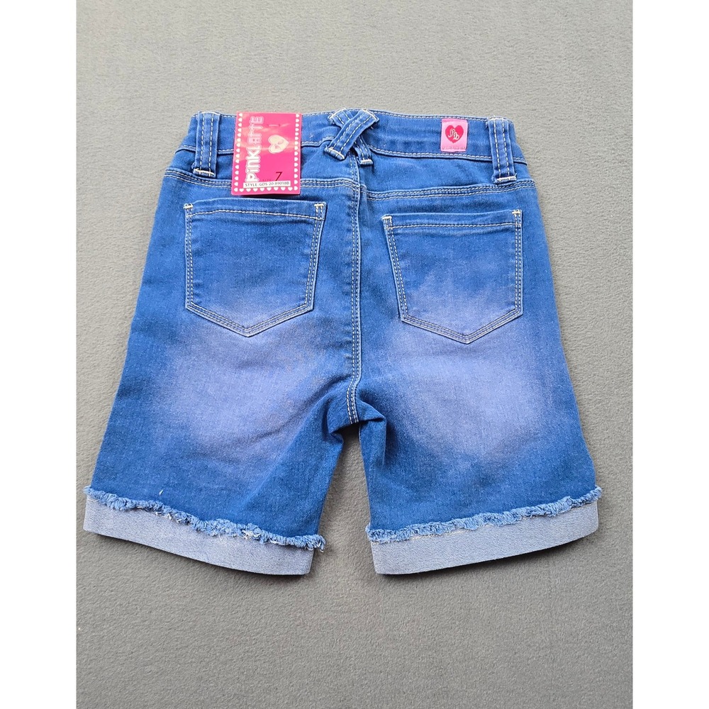 Pink Latte Girls Blue Denim Shorts Size 7 NWT Frayed Raw Hem Supersoft Comfy - Picture 2 of 10